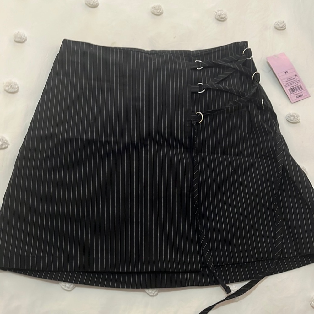 Wild fable pinstripe skirt with cross over details